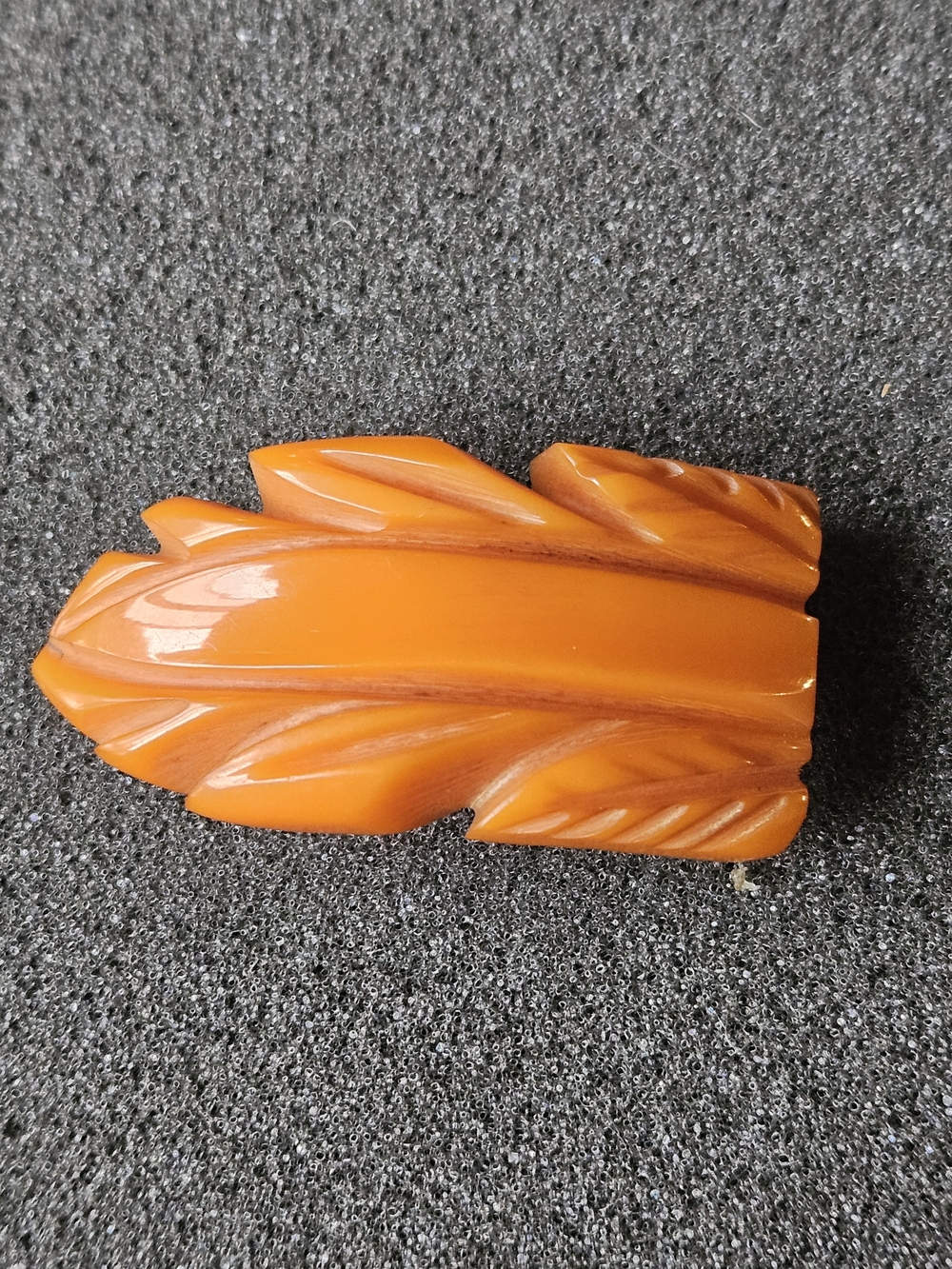 1930's Carved Butterscotch BAKELITE Vintage Dress Clip